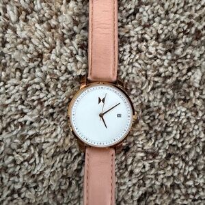 MVMT Rose Gold Watch with Peach Strap
